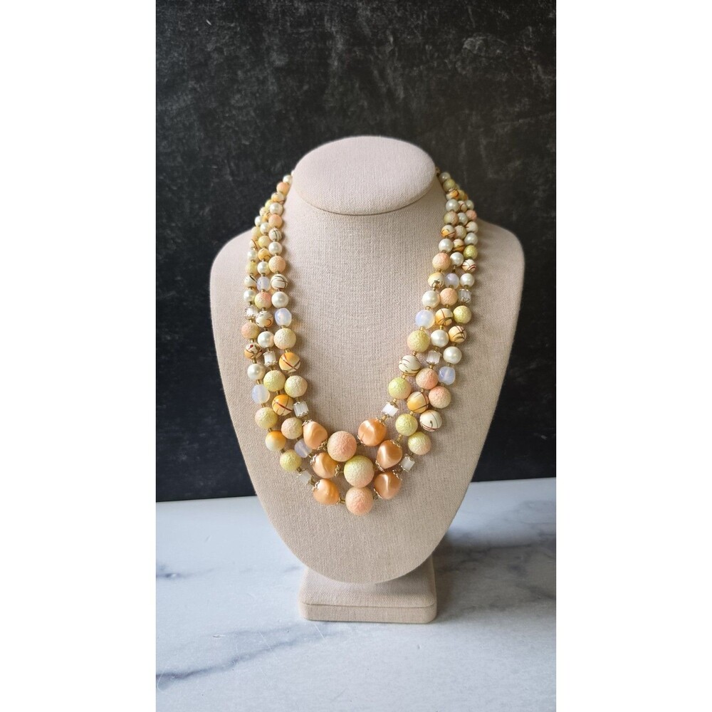 Japanese Multicolor Multistrand Adjustable Beaded Necklace Vintage READ